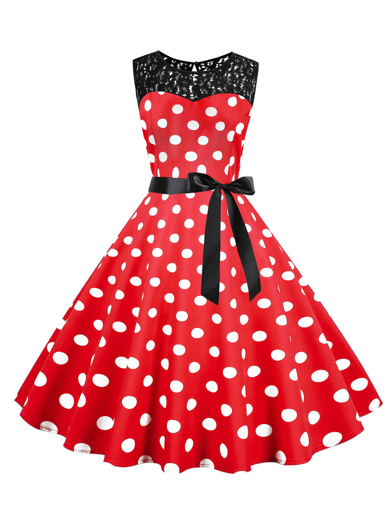 1950s Polka Dot Lace Patchwork Dress: where 1950s romance meets her modern spirit