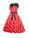 This 1950s Polka Dot Lace Patchwork Dress wraps her in 1950s elegance, one twirl at a time