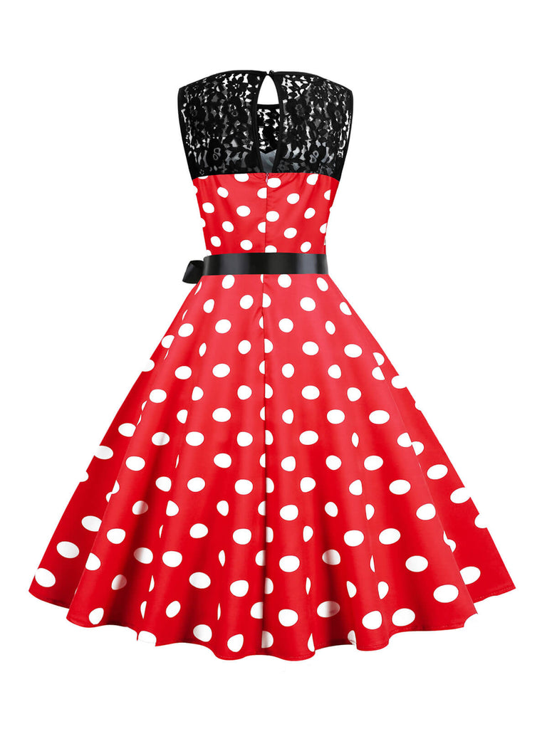 1950s Polka Dot Lace Patchwork Dress — the kind of 1950s dress that makes strangers smile