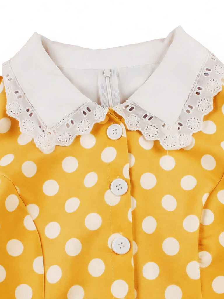 1950s Polka Dot Lace Vintage Dress 9