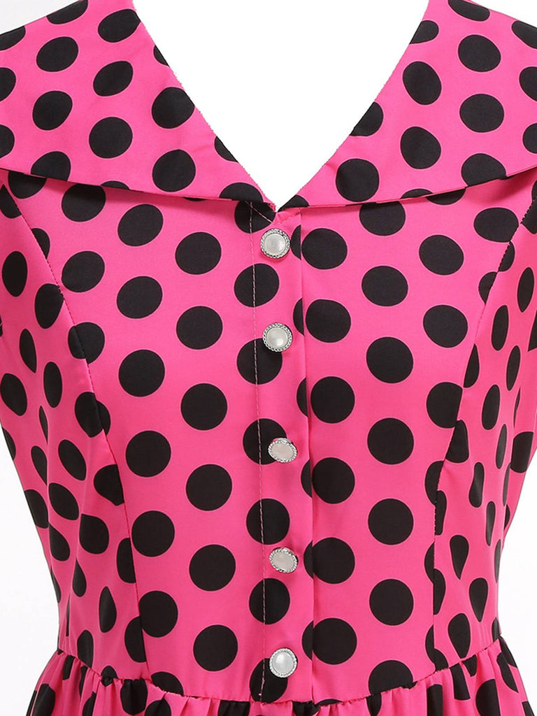 1950s Polka Dot Lapel Collar Cap Sleeve Swing Dress, vintage dress, retro fashion, rockabilly, pin-up fashion - perfect for women who love vintage and retro fashion