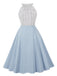 1950s Polka Dot Patchwork Halter Round-Neck Dress - vintage dress, retro fashion, rockabilly