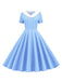 1950s Polka Dot Patchwork Lapel Dress — a 1950s silhouette that turns sidewalks into runways