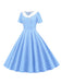 She slips into this 1950s Polka Dot Patchwork Lapel Dress and suddenly it's a 1950s daydream