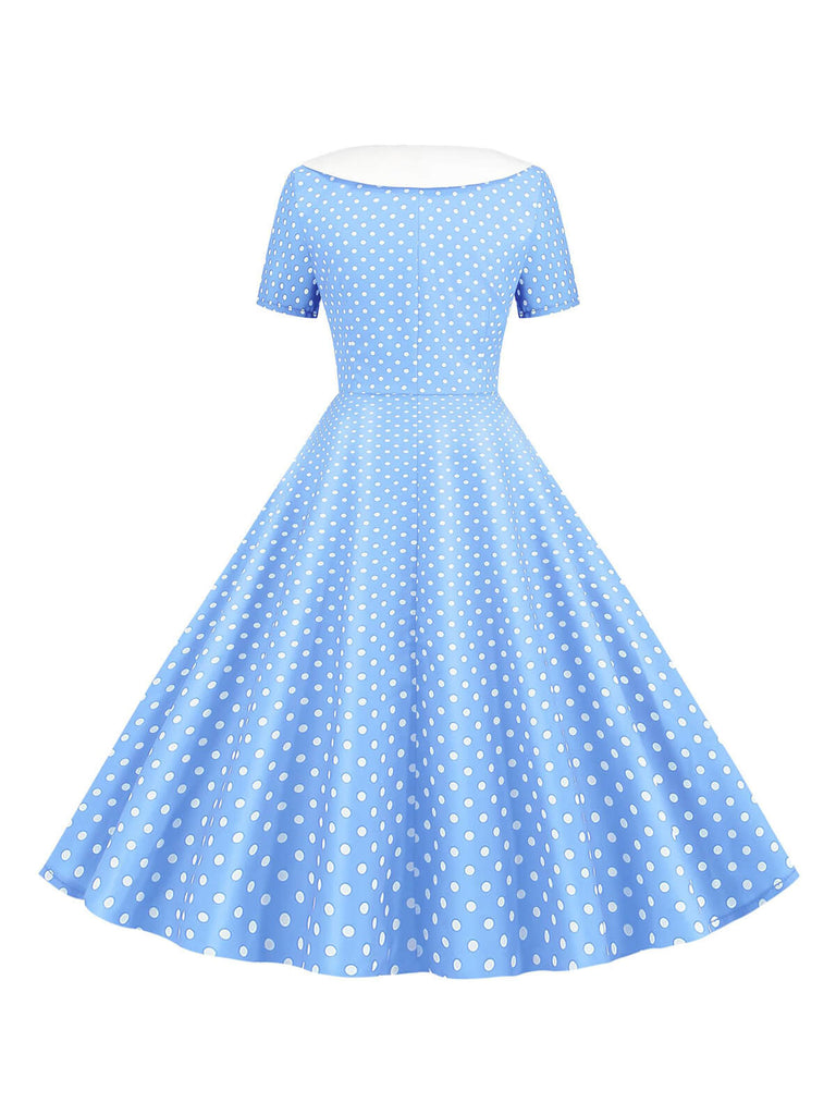 1950s Polka Dot Patchwork Lapel Dress: where 1950s romance meets her modern spirit