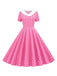 She slips into this 1950s Polka Dot Patchwork Lapel Dress and suddenly it's a 1950s daydream