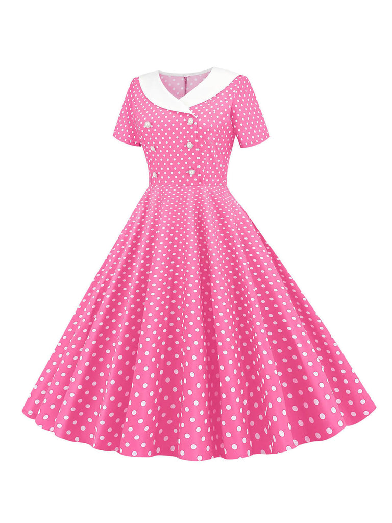 1950s Polka Dot Patchwork Lapel Dress: where 1950s romance meets her modern spirit