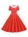 1950s Polka Dot Patchwork Lapel Dress — the kind of 1950s dress that makes strangers smile