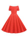 She slips into this 1950s Polka Dot Patchwork Lapel Dress and suddenly it's a 1950s daydream
