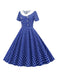 This 1950s Polka Dot Patchwork Lapel Dress wraps her in 1950s elegance, one twirl at a time