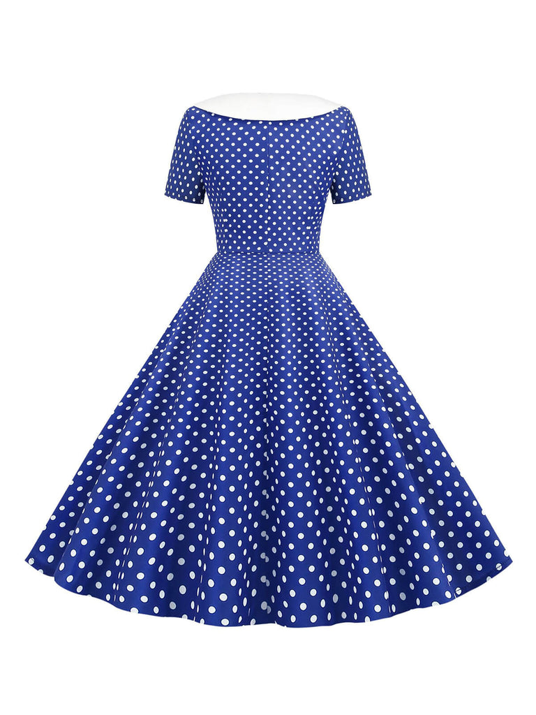 1950s Polka Dot Patchwork Lapel Dress — the kind of 1950s dress that makes strangers smile