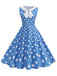1950s Polka Dot Peter Pan Collar Sleeveless Dress - vintage dress, retro fashion, rockabilly