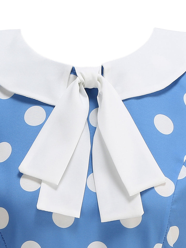1950s Polka Dot Peter Pan Collar Sleeveless Dress - vintage dress, retro fashion, rockabilly
