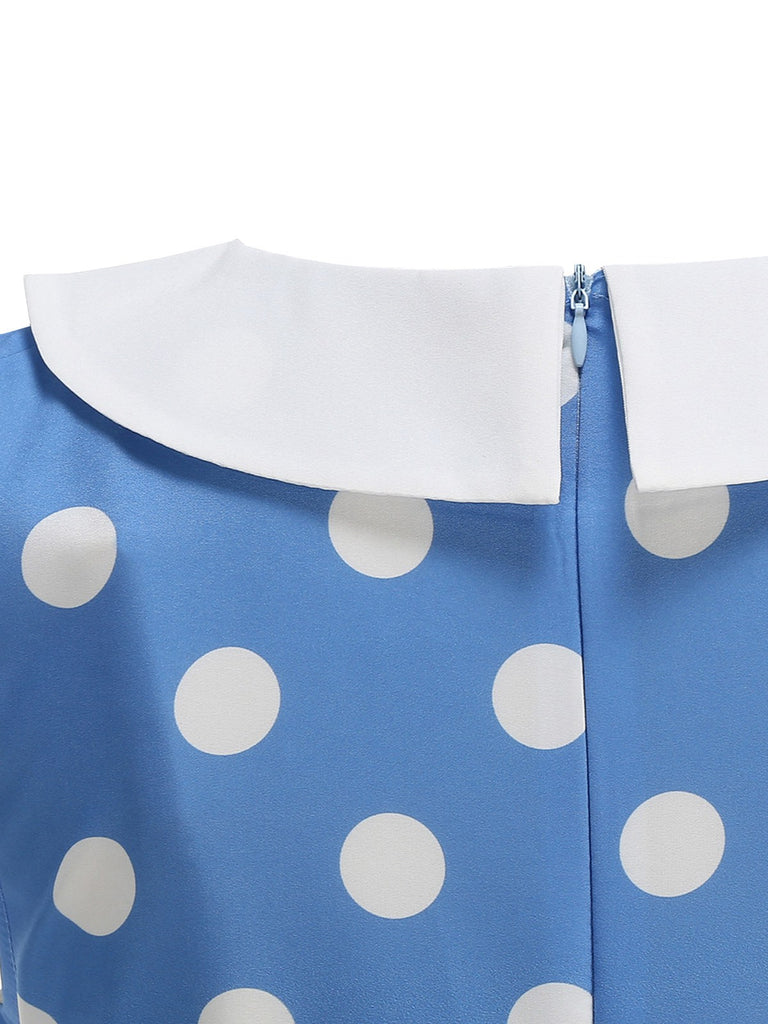 1950s Polka Dot Peter Pan Collar Sleeveless Dress - vintage dress, retro fashion, rockabilly