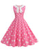 1950s Polka Dot Peter Pan Collar Sleeveless Dress - vintage dress, retro fashion, rockabilly