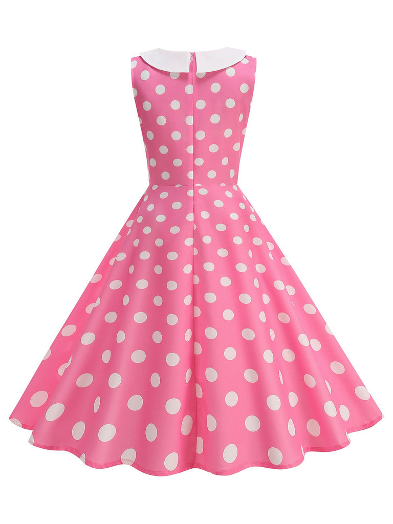 1950s Polka Dot Peter Pan Collar Sleeveless Dress - vintage dress, retro fashion, rockabilly