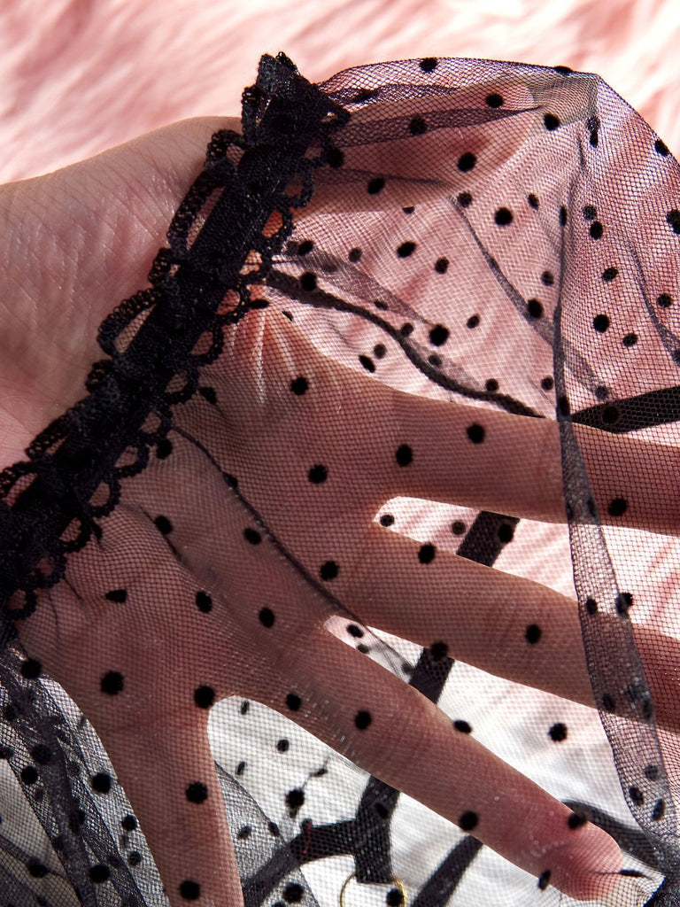 1950s Polka Dot Sheer Lace Trim Lingerie Set - vintage fashion, retro style