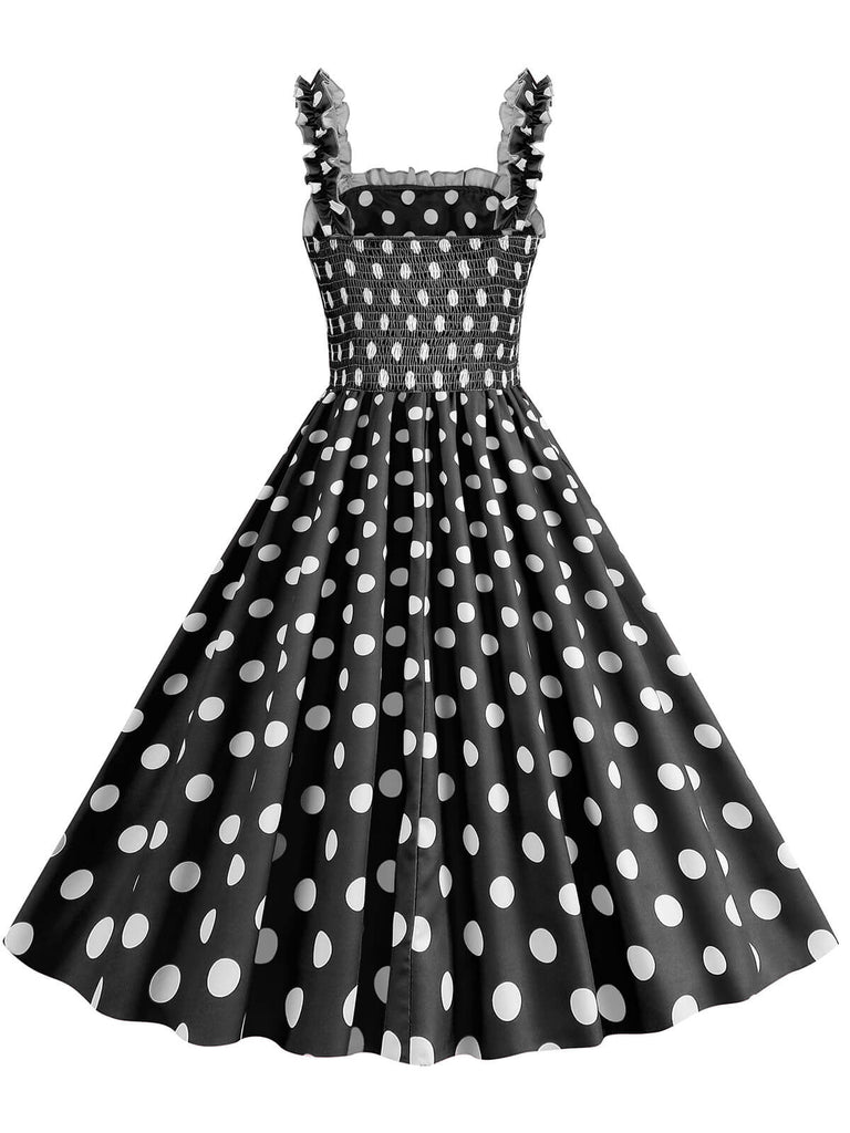 1950s Polka Dot Smocking Strap Dress, vintage dress, retro fashion, rockabilly, pin-up fashion - perfect for women who love vintage and retro fashion