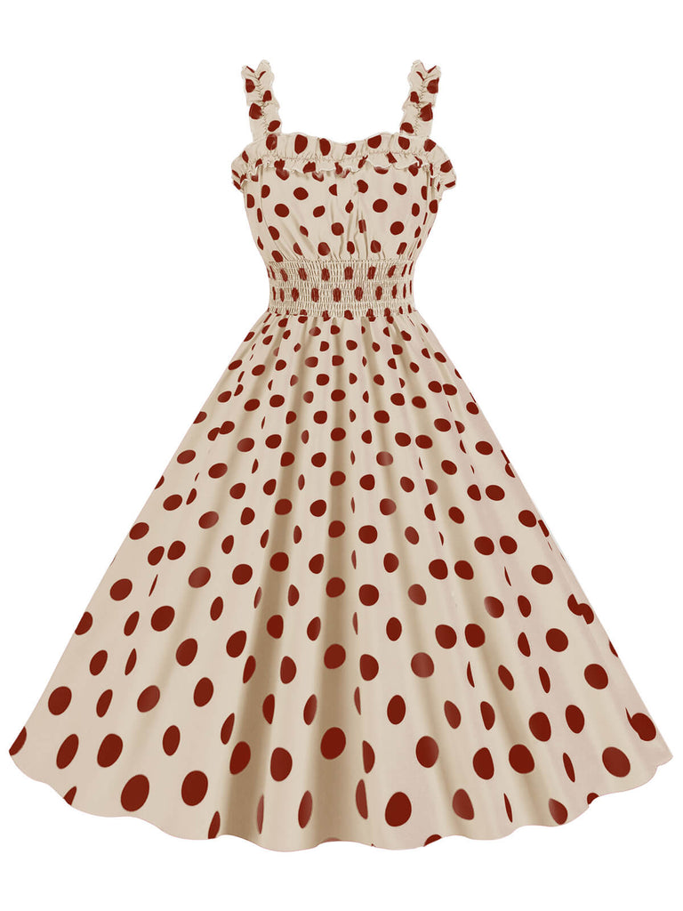 1950s Polka Dot Smocking Strap Dress: where 1950s romance meets her modern spirit