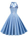 1950s Polka Dots Lace Up Halter Swing Dress — a 1950s silhouette that turns sidewalks into runways