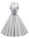 This 1950s Polka Dots Lace Up Halter Swing Dress wraps her in 1950s elegance, one twirl at a time