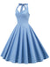 1950s Polka Dots Lace Up Halter Swing Dress — the kind of 1950s dress that makes strangers smile