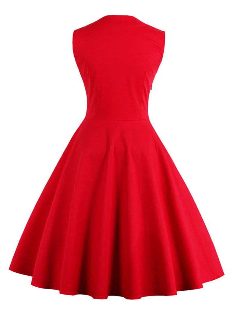 1950s Polka Dots Lapel Patchwork Swing Dress: timeless style reimagined