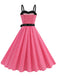 This 1950s Polka Dots Patchwork Ribbon Strap Dress wraps her in 1950s elegance, one twirl at a time
