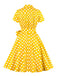1950s Polka Dots Waist Tie Lapel Dress: where 1950s romance meets her modern spirit
