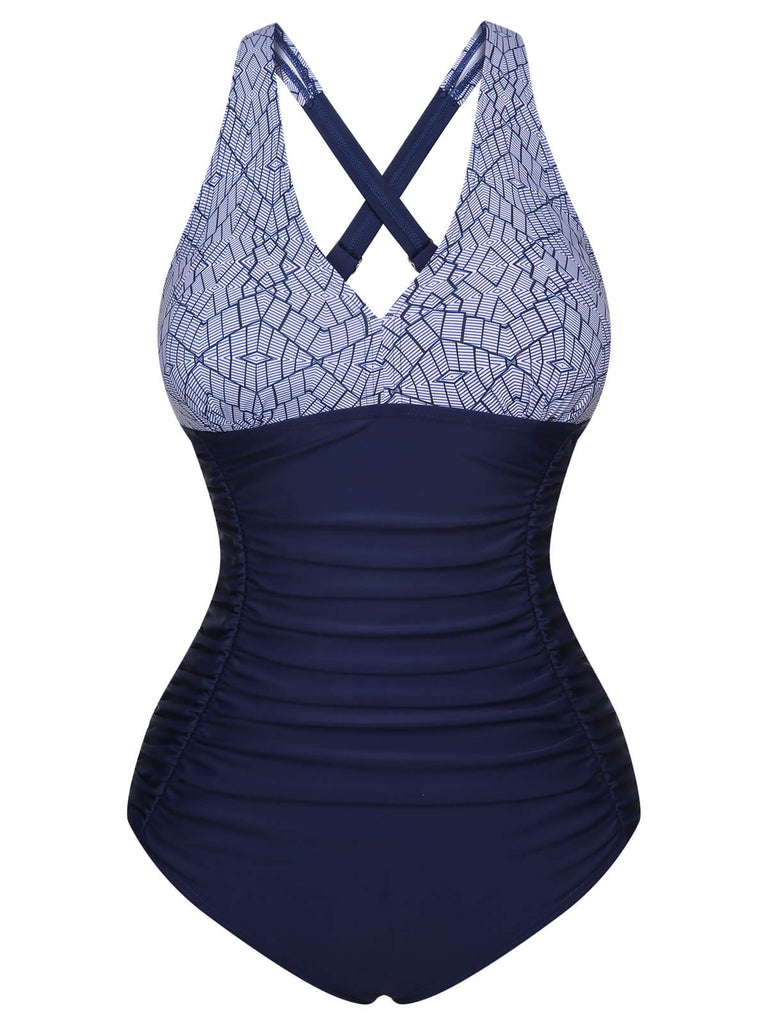 1950s Printed One-Piece Swimsuit: 1950s Riviera elegance, reimagined for her