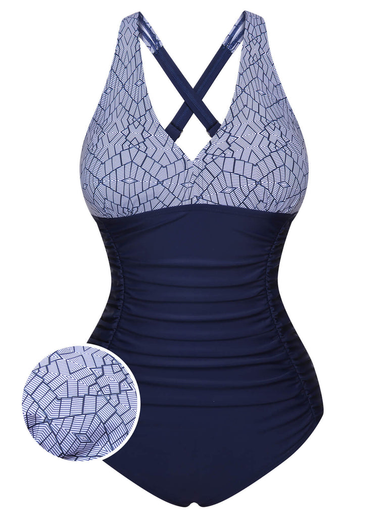 She's wearing 1950s Printed One-Piece Swimsuit and the whole beach remembers the 1950s
