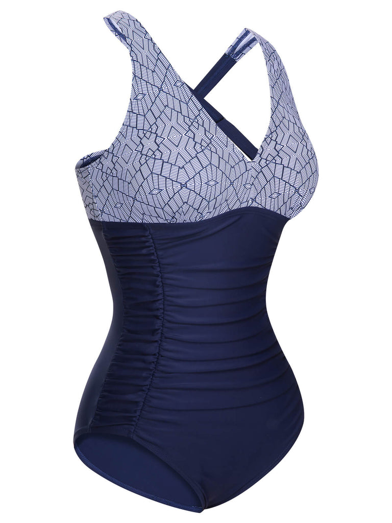 1950s Printed One-Piece Swimsuit, vintage swimsuit, pin-up swimwear - perfect for women who love vintage and retro fashion