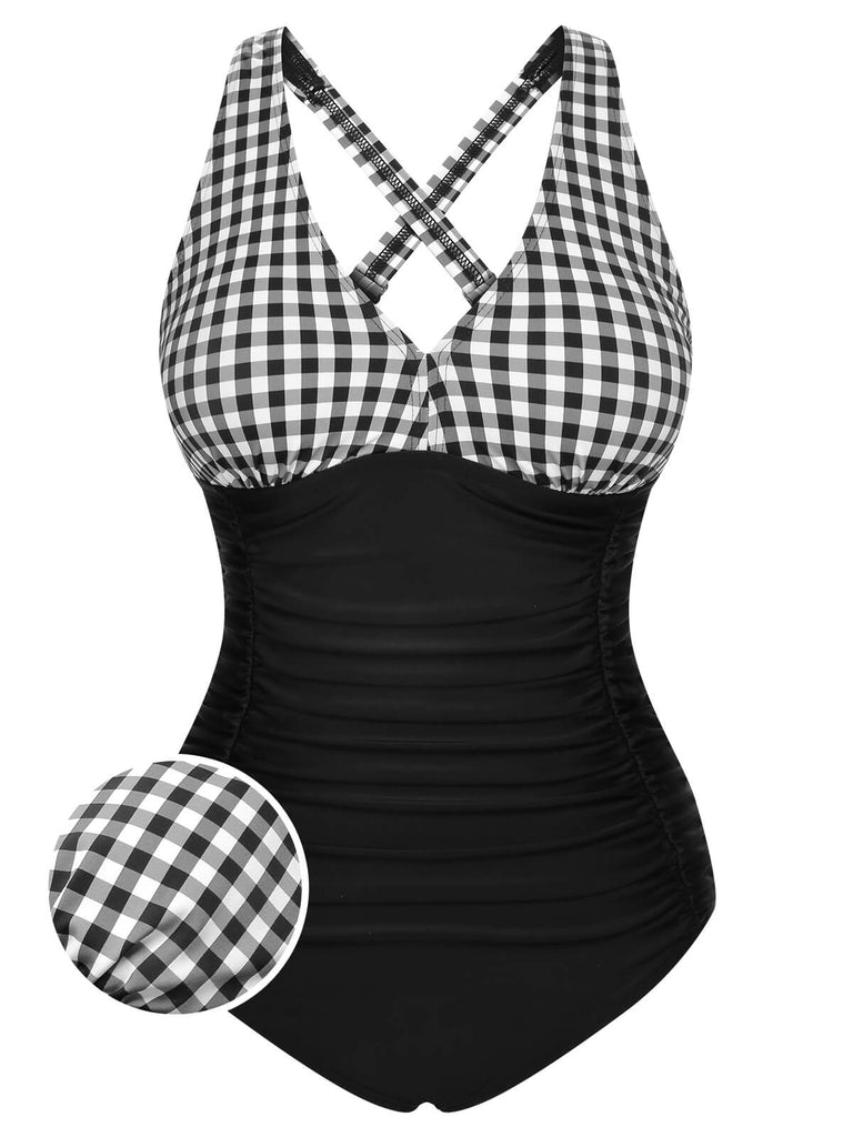 This 1950s Printed One-Piece Swimsuit carries 1950s vacation dreams in every stitch