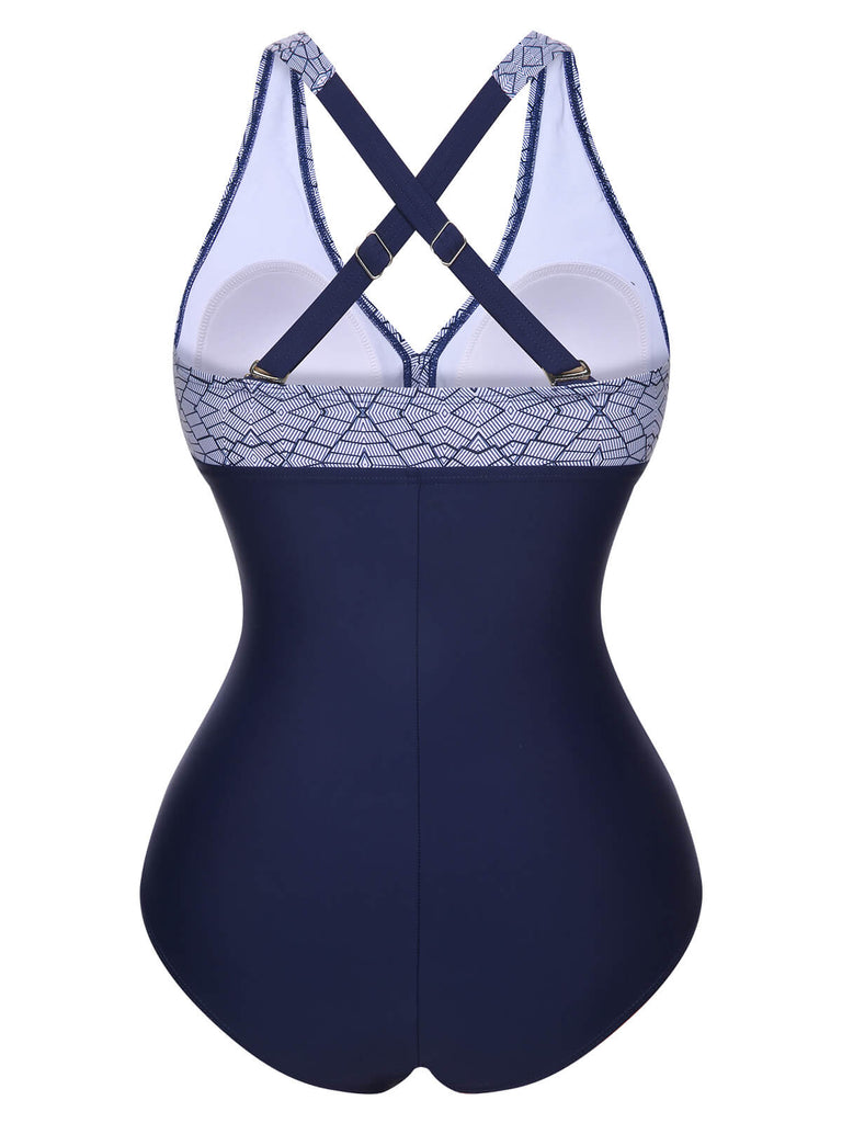 1950s Printed One-Piece Swimsuit, vintage swimsuit, pin-up swimwear - perfect for women who love vintage and retro fashion