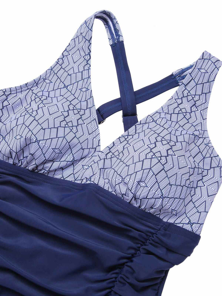 1950s Printed One-Piece Swimsuit, vintage swimsuit, pin-up swimwear - perfect for women who love vintage and retro fashion