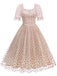This 1950s Puff Sleeve Valentine Heart Mesh Dress wraps her in 1950s elegance, one twirl at a time