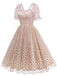 1950s Puff Sleeve Valentine Heart Mesh Dress — the kind of 1950s dress that makes strangers smile
