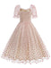 1950s Puff Sleeve Valentine Heart Mesh Dress — a 1950s silhouette that turns sidewalks into runways