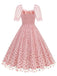 1950s Puff Sleeve Valentine Heart Mesh Dress: where 1950s romance meets her modern spirit
