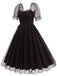She slips into this 1950s Puff Sleeve Valentine Heart Mesh Dress and suddenly it's a 1950s daydream