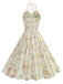 Yellow 1950s Cotton Halter Floral Print Dress, vintage dress, retro fashion, rockabilly, pin-up fashion - perfect for women who love vintage and retro fashion