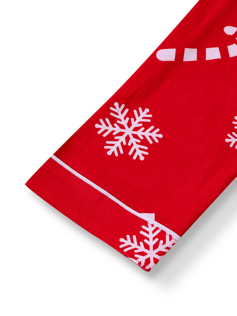 Red 1950s Christmas Snowflake Candy Cane Pajama Set - vintage fashion, retro style, elegant red