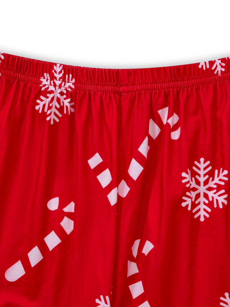 Red 1950s Christmas Snowflake Candy Cane Pajama Set - vintage fashion, retro style, elegant red