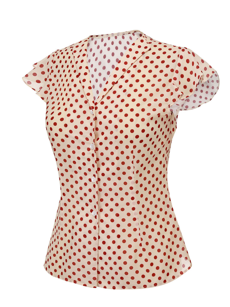 1950s Red Polka Dot Fly Sleeve Blouse: timeless style reimagined