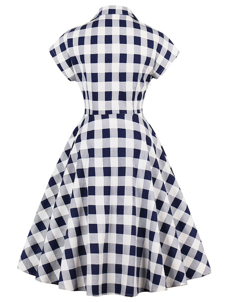 1950s Retro Contrast Short-Sleeved Lapel Dress: where 1950s romance meets her modern spirit