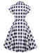 1950s Retro Contrast Short-Sleeved Lapel Dress: where 1950s romance meets her modern spirit