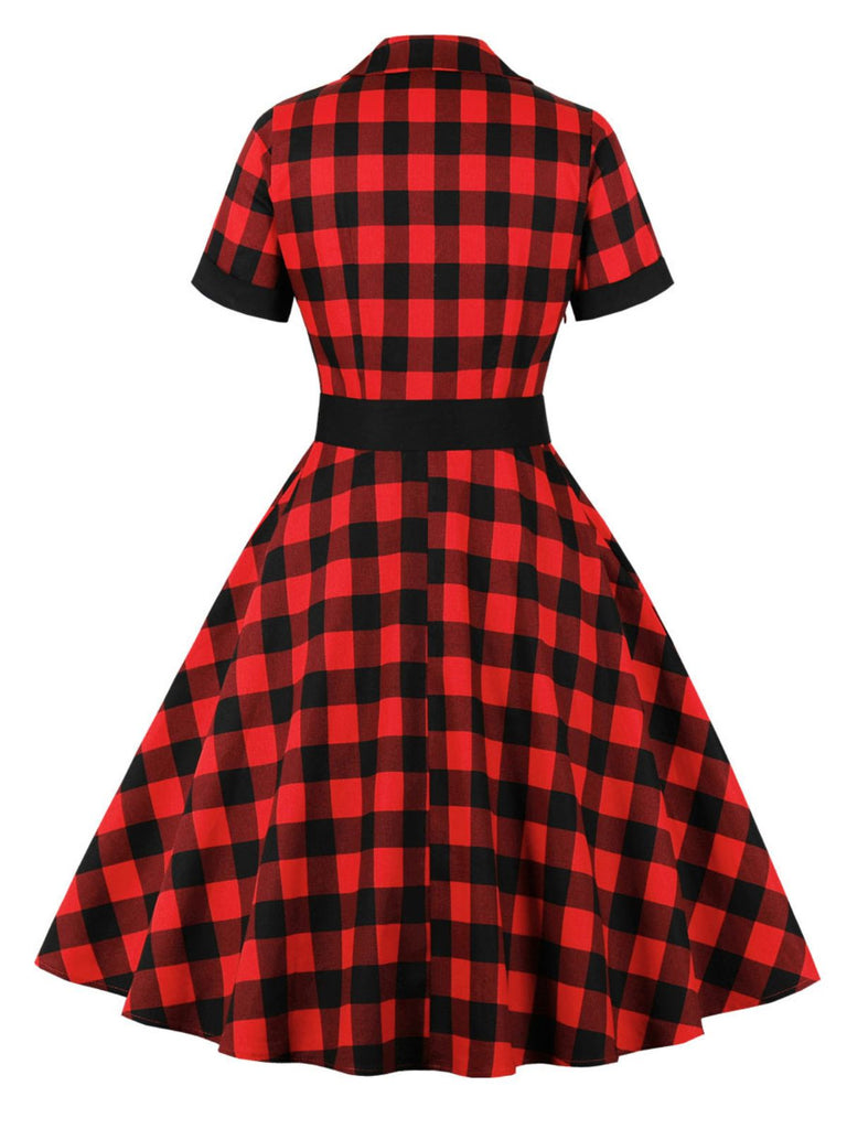 1950s Retro Contrast Short-Sleeved Lapel Dress — the kind of 1950s dress that makes strangers smile