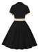 She slips into this 1950s Retro Contrast Short-Sleeved Lapel Dress and suddenly it's a 1950s daydream