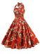 1950s Retro Pictorial Halter Swing Dress: where 1950s romance meets her modern spirit