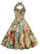 1950s Retro Pictorial Halter Swing Dress — a 1950s silhouette that turns sidewalks into runways